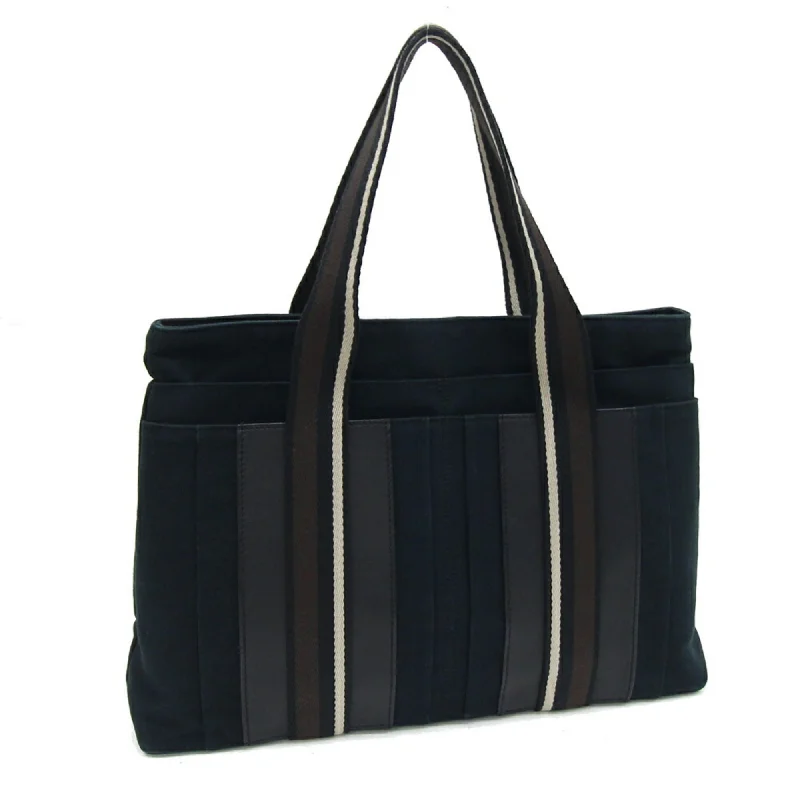 Foldable handle bags for easy storage convenience -Hermes  Canvas Leather Tote Bag (Pre-Owned)