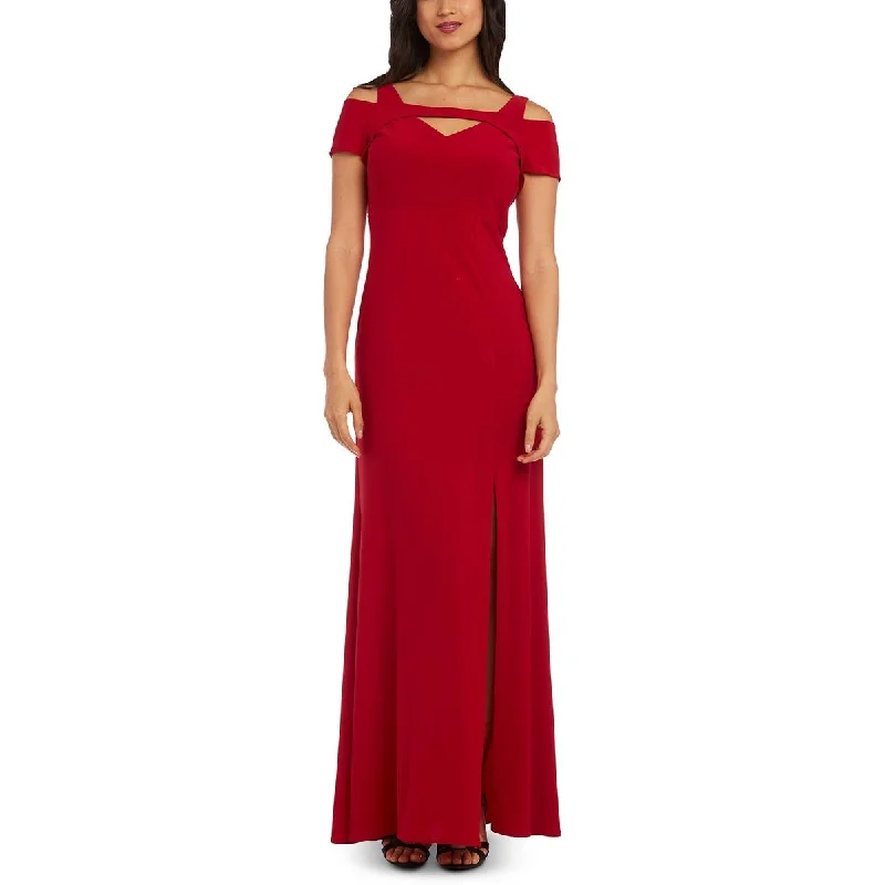 Ball Gown Dresses for Glamour -NW Nightway Womens Petites Cold Shoulder Jersey Evening Dress