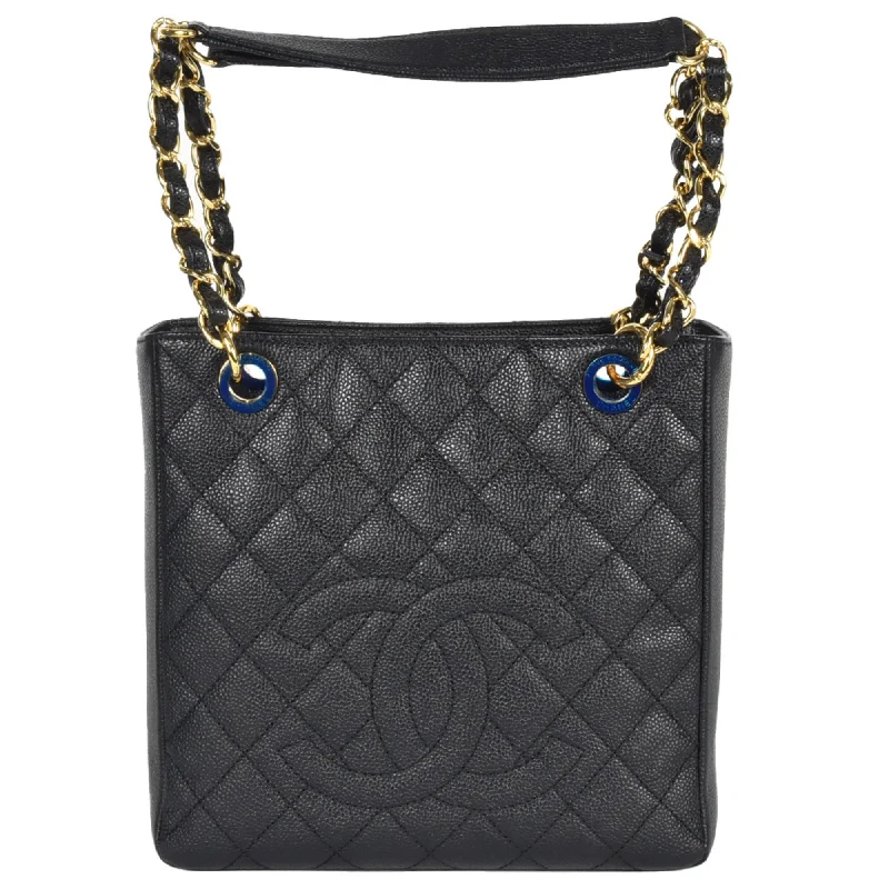 Handle bags with perforated details for style -Chanel Matelasse  Caviar Leather Tote Bag (Pre-Owned)