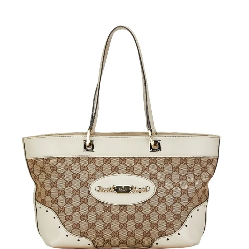 Handle bags with sleek silhouettes for fashion -Gucci   Gg Canvas Leather Handbag Tote Bag (Pre-Owned)