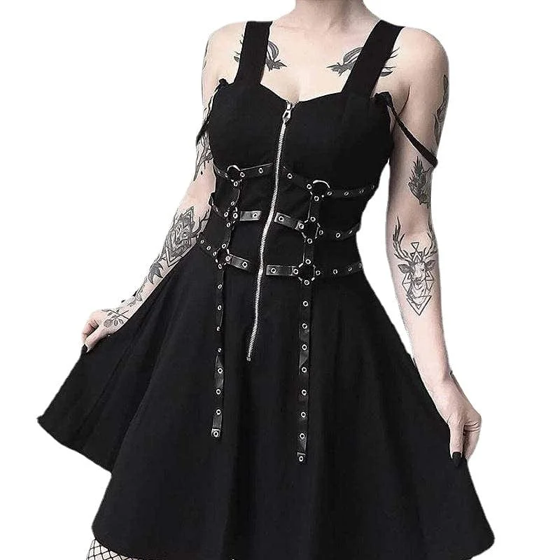 Patchwork Dresses for Bohemian -Women's Zipper Fly Suspender Dresses With Harness