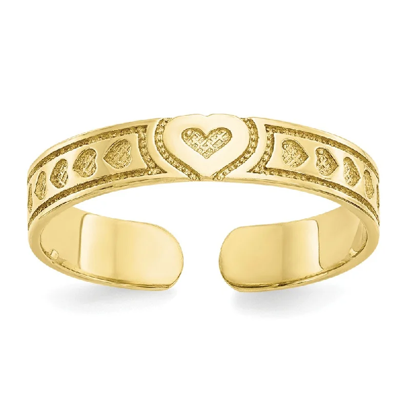 Rings with twisted rose gold band designs -Heart Toe Ring in 10 Karat Yellow Gold