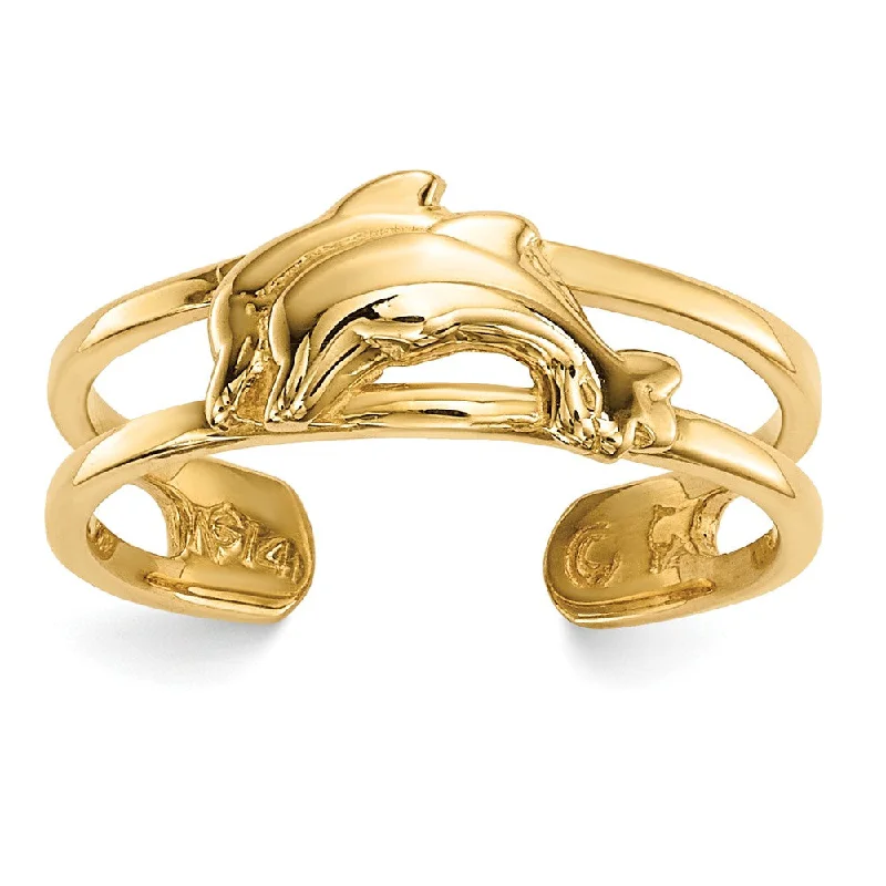 Rings with vintage-inspired rose-cut diamonds -14k Yellow Gold 5.5mm Polished Double Dolphin Toe Ring