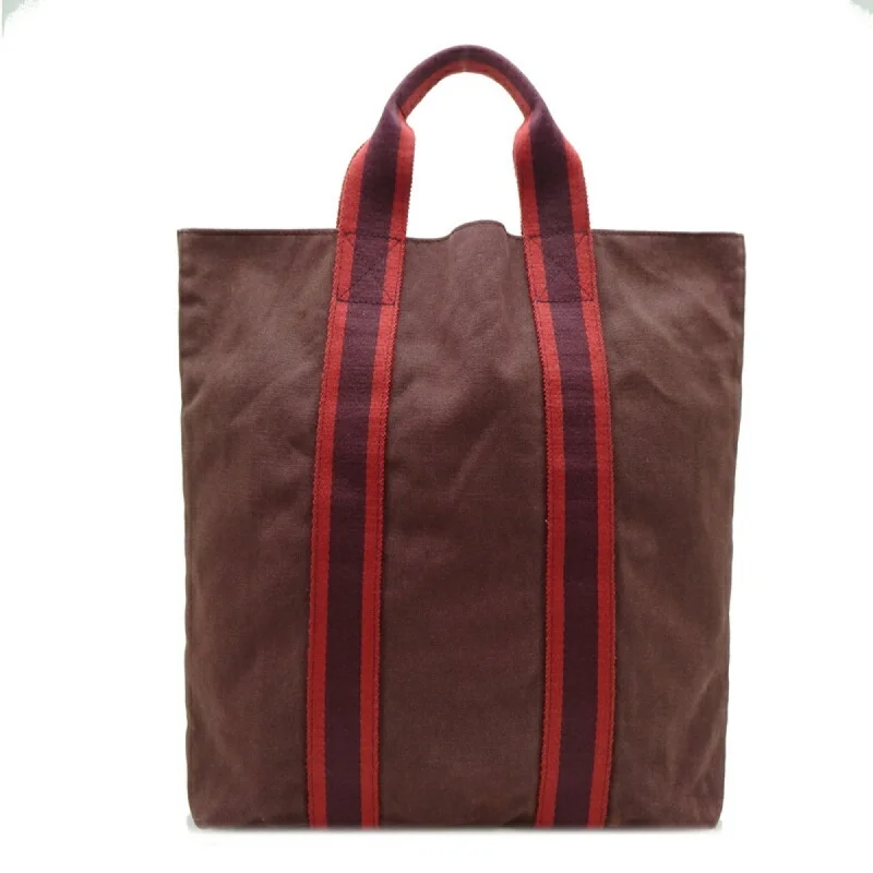 Handle bags with eco-friendly bamboo handles -Hermes Fourre Tout   Color Cotton Canvas Tote Bag (Pre-Owned)