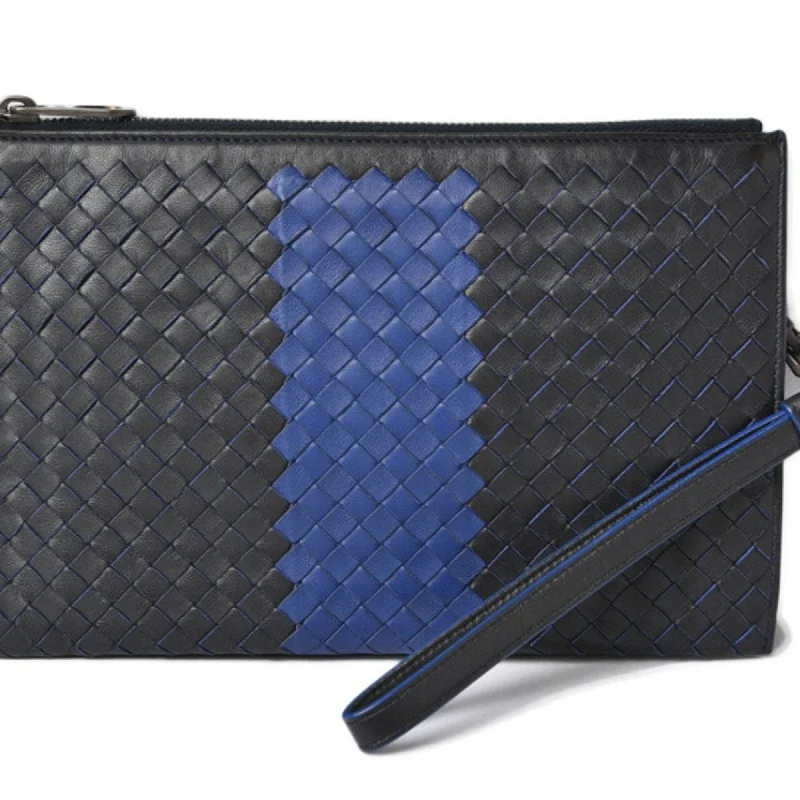 Handle bags with sleek silhouettes for fashion -Bottega Veneta Intrecciato  blue Intrecciato Clutch Bag Document Case (Pre-Owned)