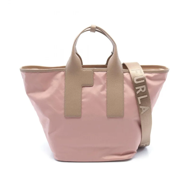 Handle bags with padded handles for comfort -Furla  pink Nylon Leather Tote Bag