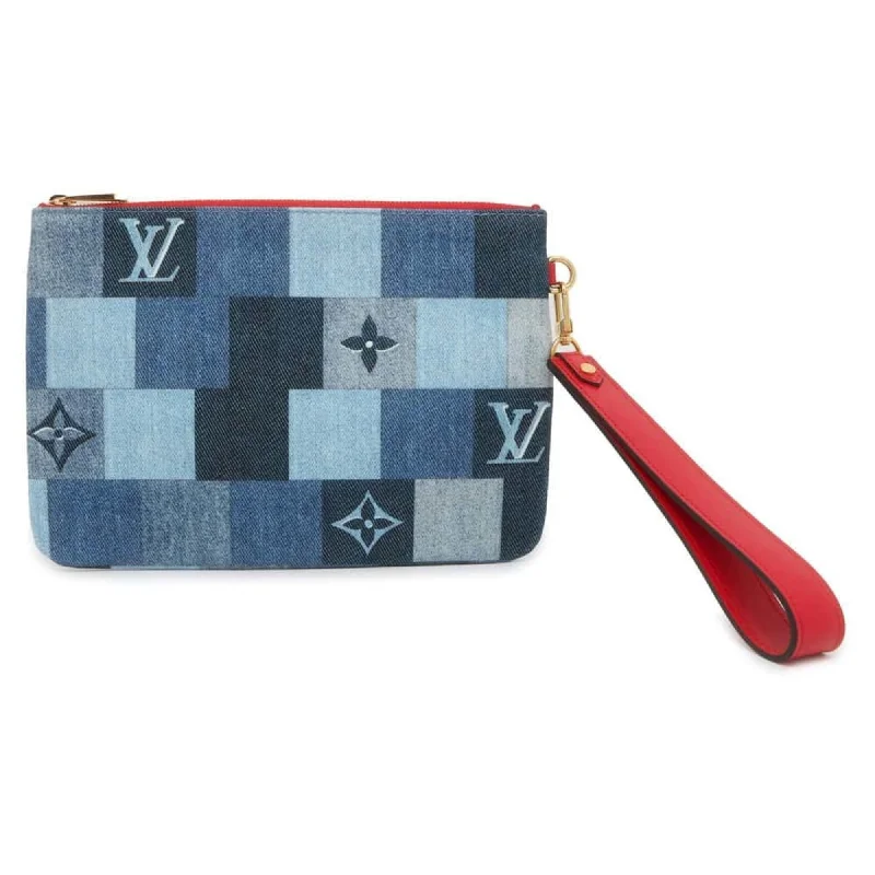 Canvas handle bags perfect for casual outings -Louis Vuitton blue  Color Monogram blue Leather Clutch Bag Pochette Pouch (Pre-Owned)