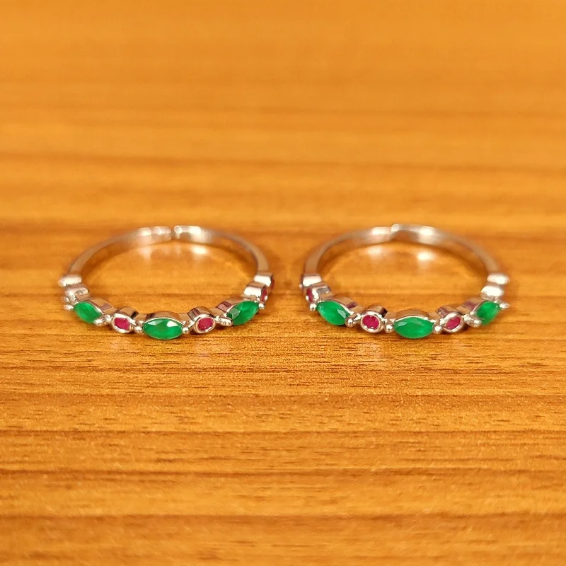 Rings with infinity loops for timeless love -MULTICOLOUR CZ STUDDED ADJUSTABLE TOE RING