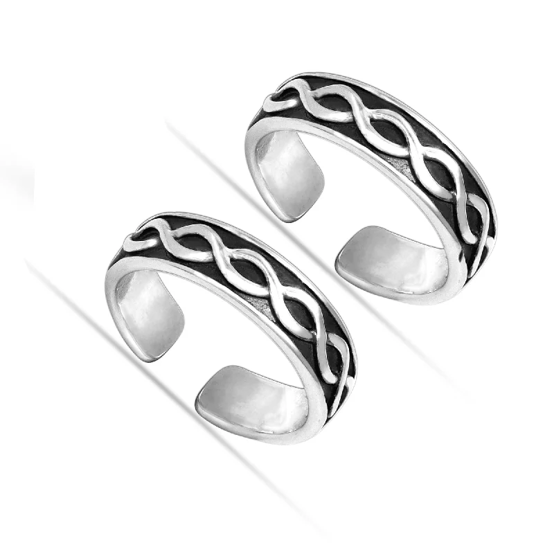 Rings with lotus flower engravings for peace -925 Sterling Silver Infinity Celtic Open Adjustable Toe Rings for Women