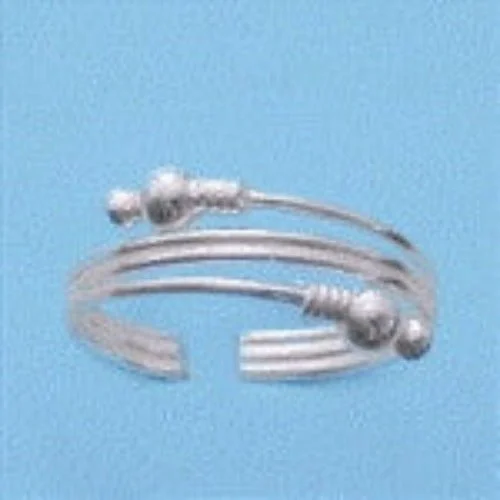 Rings with crescent moon for lunar charm -Wire Ball Sterling Silver Toe Ring