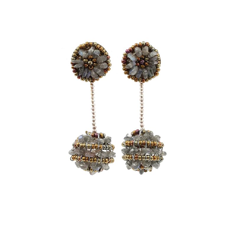 Nickel Free Drop Earrings for Safety -Small Labradorite Bead Drop Earrings