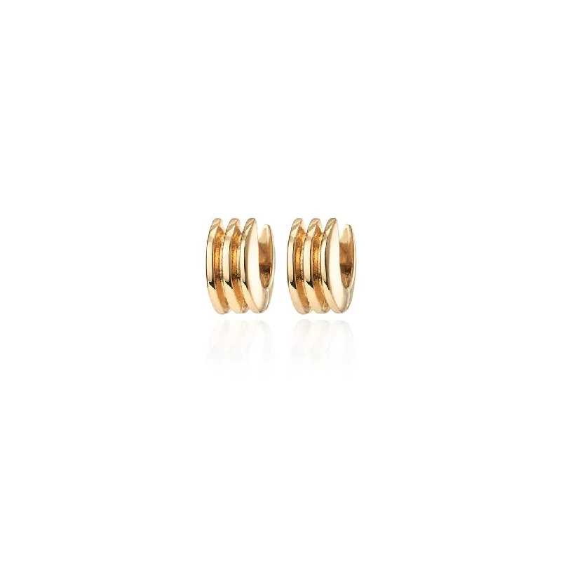 Drop Earrings with Vine Designs -Toni Ribbed Huggies (Gold)