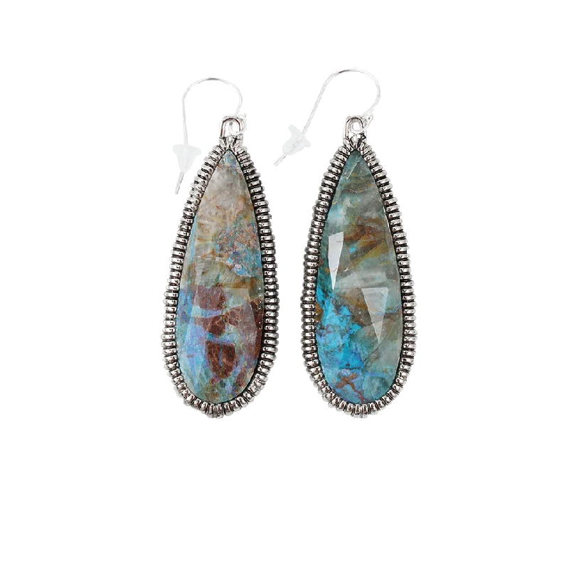 Pearl Drop Earrings for Elegance -Elongated Chrysocolla Earrings