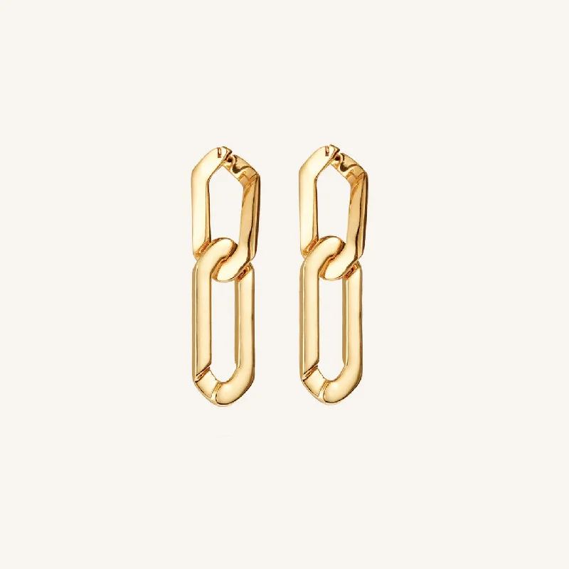 Push Back Drop Earrings for Convenience -Rafael Earrings (Gold)