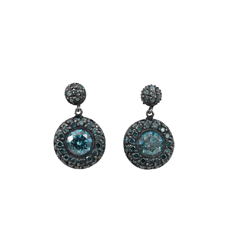 Drop Earrings for Valentine's Day -Clara Pave Blue Diamond Earrings