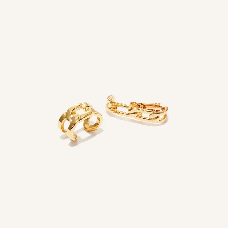 Leverback Drop Earrings for Comfort -Simone Lobe and Ear Cuff Set (Gold)