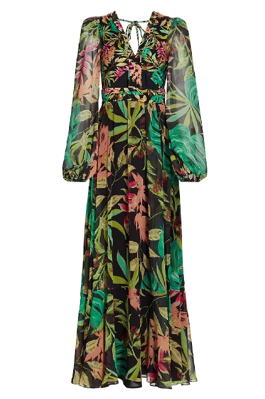 Khaki Dresses for Casual -Tropicalia Cutout Maxi Dress