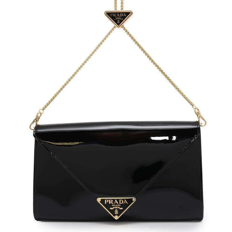 Handle bags with monogram designs for personalization -Prada  Patent Leather Clutch Bag (Pre-Owned)