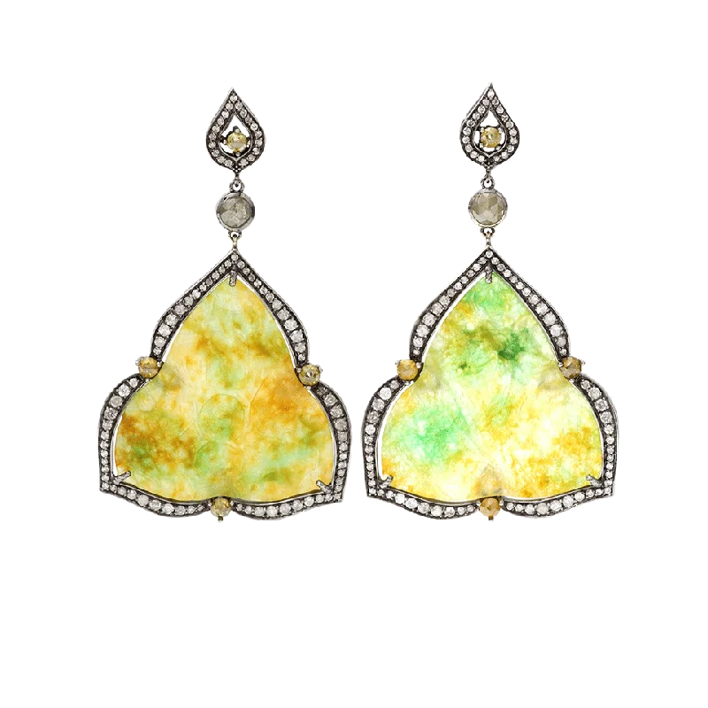 Diamond Drop Earrings for Luxury -Trillian Cut Jade Earrings