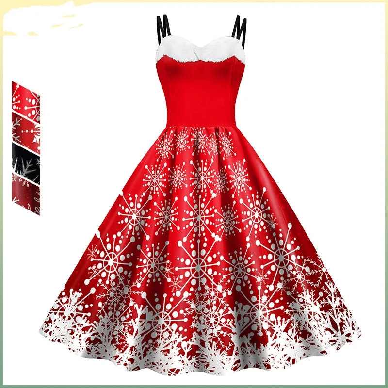 Anniversary Dresses for Special -Women's Snowflake Digital Printing Slip Dress