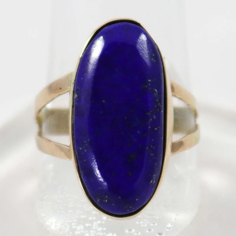 Rings with polished jade for smooth calm -Gold Lapis Ring