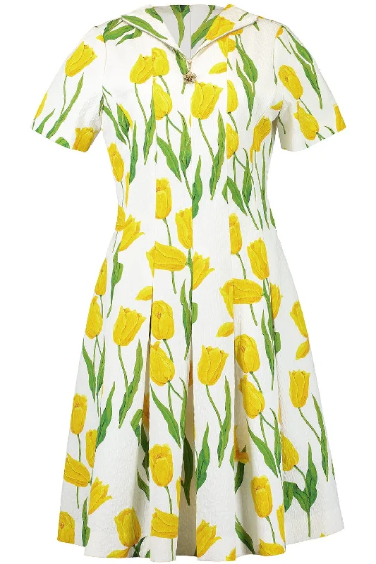 Maxi Dresses for Elegant Style -Tulip Cloqué Zip-Front Dress