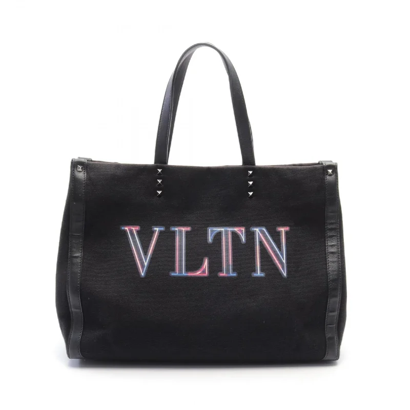 Handle bags with soft fabric for comfort -Valentino  Canvas Leather Tote Bag (Pre-Owned)