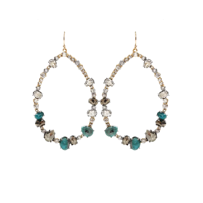 Drop Earrings for Evening Gown -Crystal Stud Wire Hoop Earrings