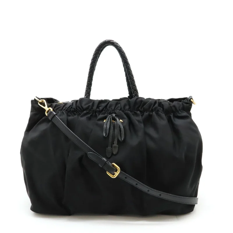 Handle bags with vegan suede for softness -Prada   Nylon Leather Shoulder Bag Tote Bag (Pre-Owned)