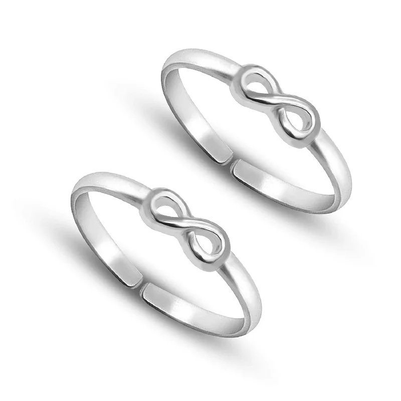 Rings with raw jade for natural calm -925 Sterling Silver Infinity Toe Ring for Women