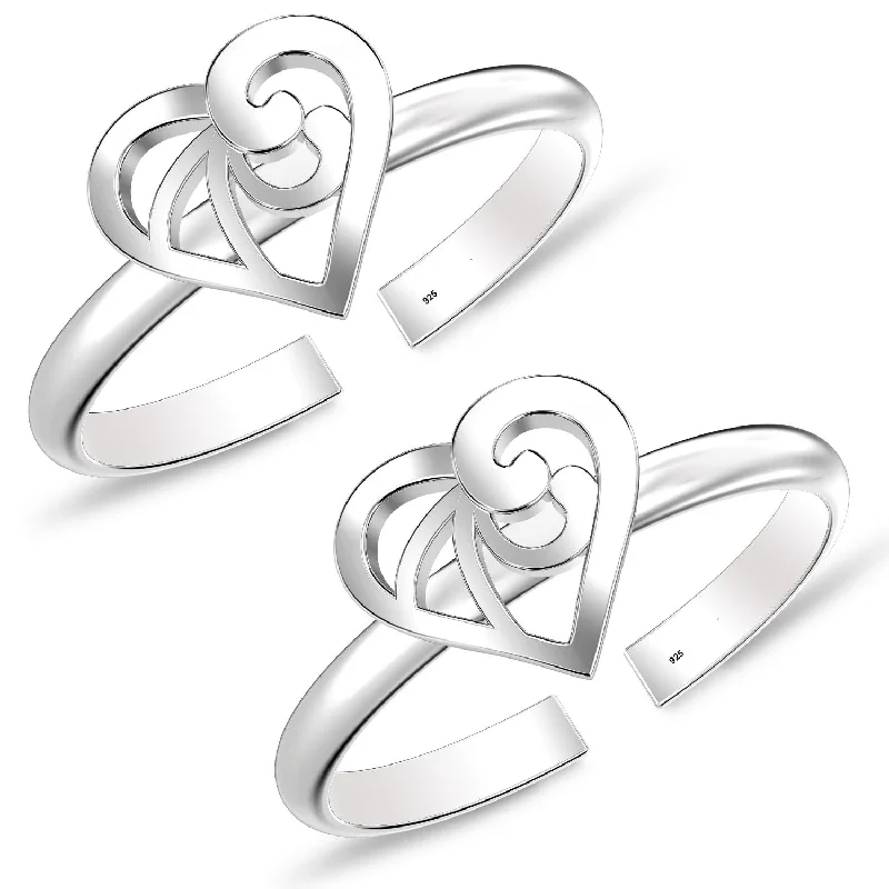 Rings with peacock ore for iridescent glow -925 Sterling Silver Stylish Heart Toe Ring for Women