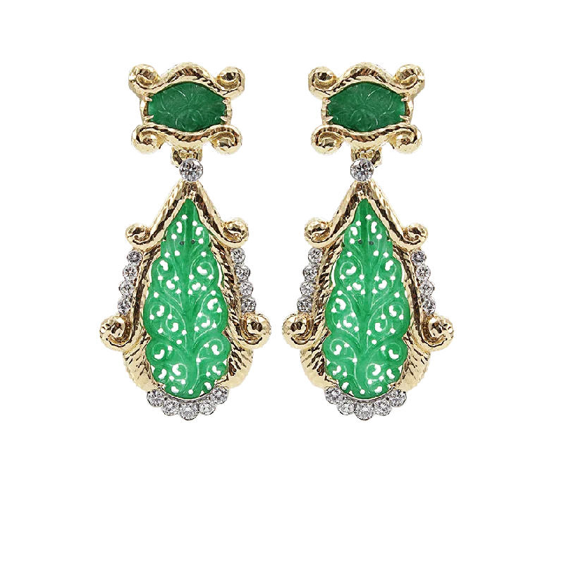 Crystal Drop Earrings for Sparkle -Jade and Diamond Earrings