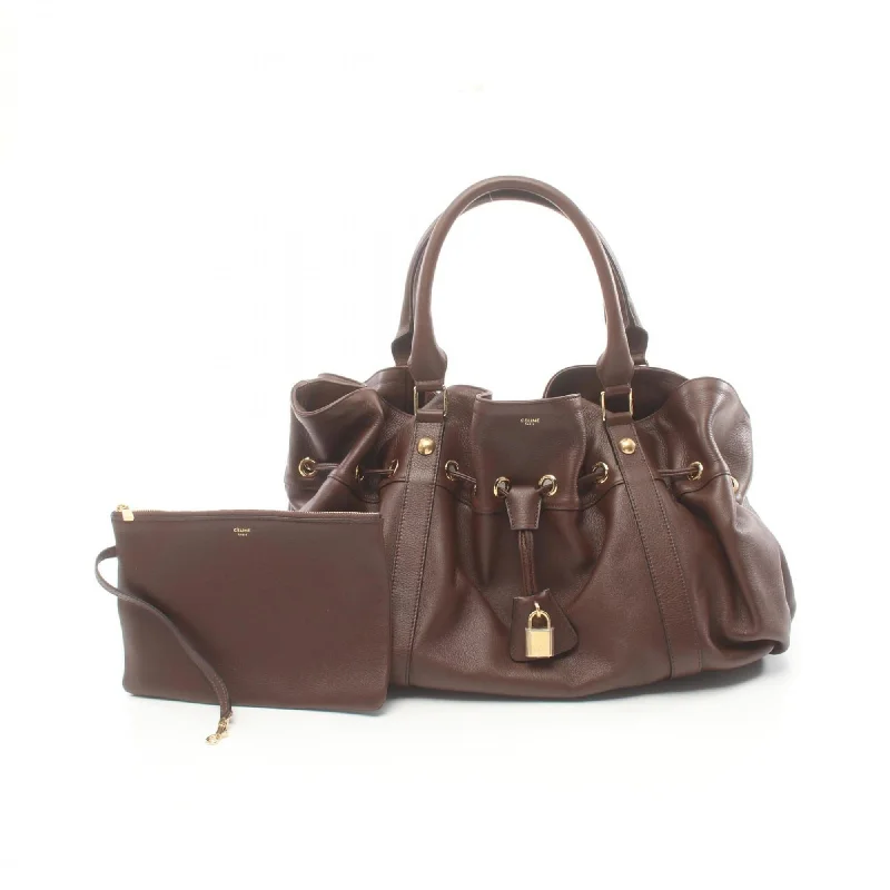 Handle bags with neutral tones for versatility -Celine  Leather Pouch Tote Bag (Pre-Owned)