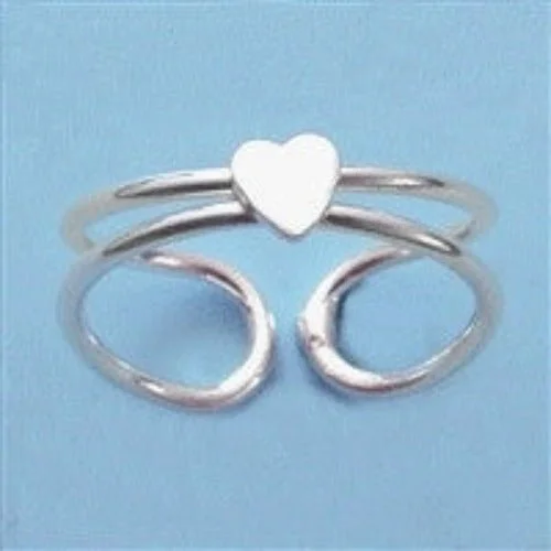 Rings with carved turquoise for artistic flair -Sterling Silver Toe Ring with Heart