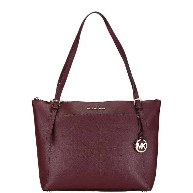 Handle bags with sturdy canvas for longevity -Michael Kors  Wine Leather Handbag Tote Bag (Pre-Owned)