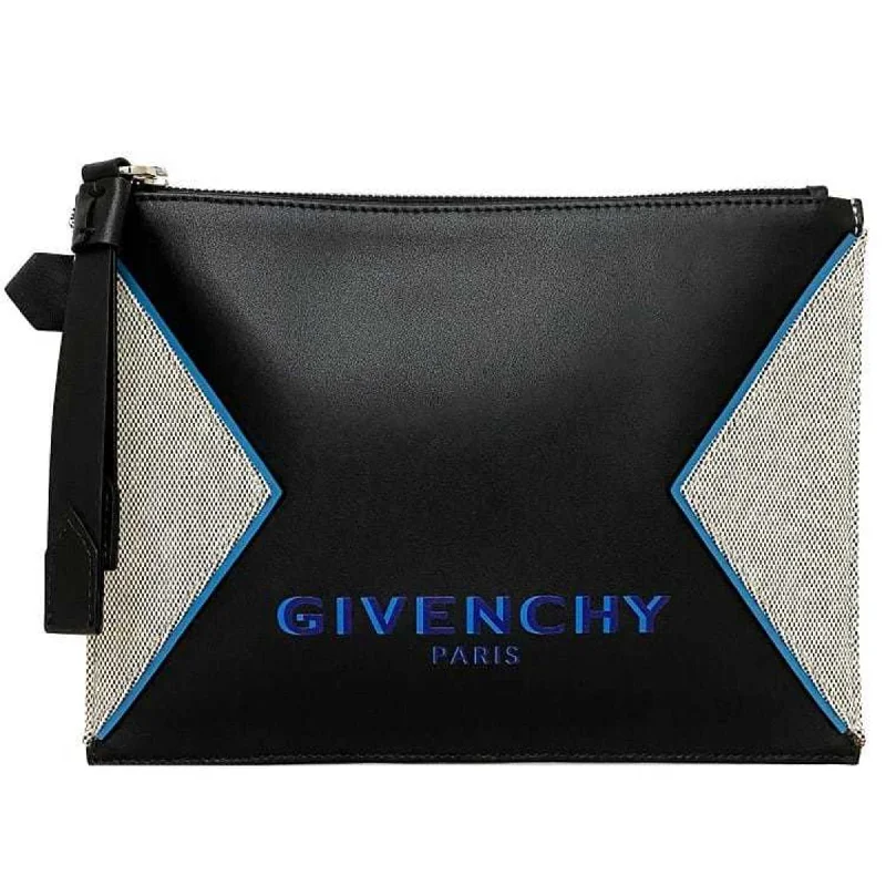 Handle bags with elegant gold-tone hardware -Givenchy  blue  Jacquard Leather Clutch Bag (Pre-Owned)