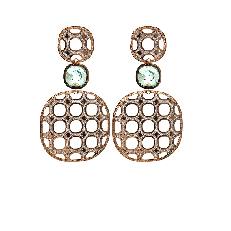 Drop Earrings with Enamel Coating -Double Drop Perforated Earrings