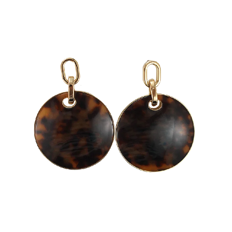 Gemstone and Diamond Drop Earrings for Opulence -Tortoise Disc Earrings