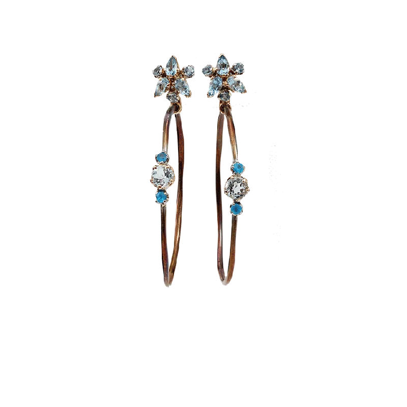 Drop Earrings for Office Wear -Aquamarine Hoop Earrings with Apatite