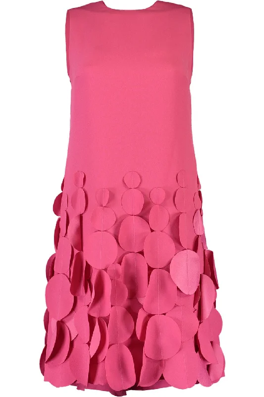 Wool Dresses for Warmth -Sleeveless Jewel Neck Dress - Pink