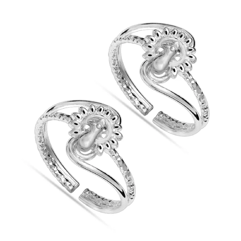 Rings with black diamond for striking contrast -925 Sterling Silver Jewellery Toe Ring for Women