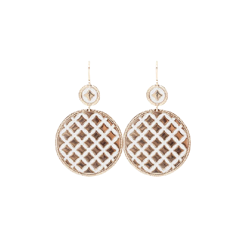 Drop Earrings with Debossed Designs -Large Criss-Cross Earrings