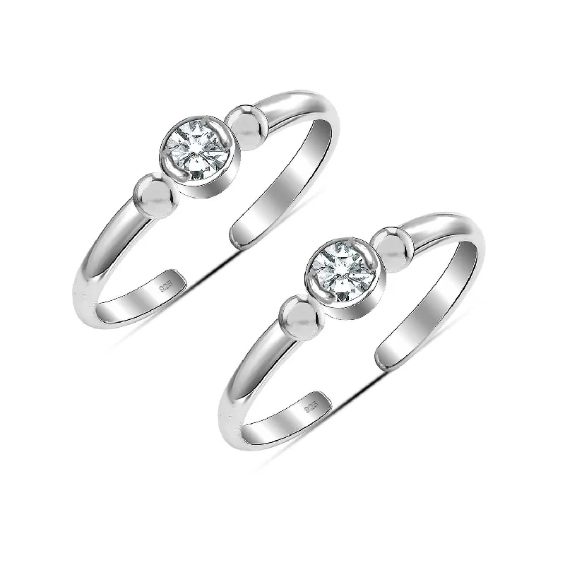 Vintage rings with engraved floral band designs -925 Sterling Silver Cubic Zirconia Classic Fancy Toe Ring for Women