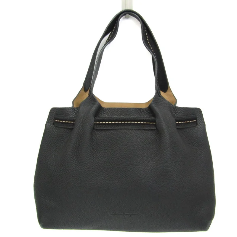 Handle bags with side pockets for organization -Salvatore Ferragamo Gancini  Leather Tote Bag (Pre-Owned)