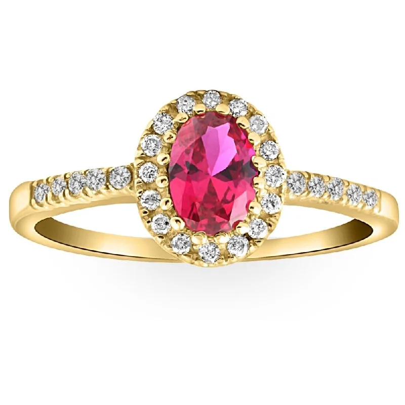 Rings with agate slices for earthy style -3/4ct Ruby & Diamond Ring 14K Yellow Gold