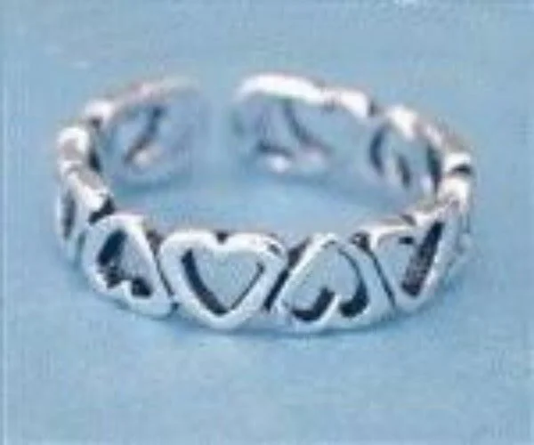 Rings with wide bands for statement wear -Heart Sterling Silver Toe Ring