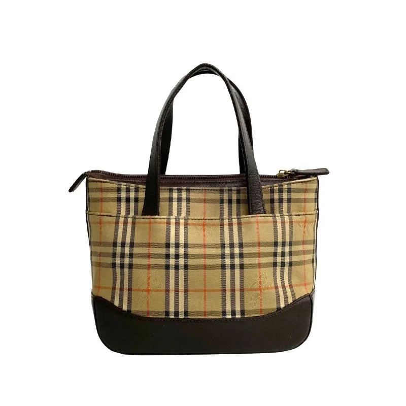 Handle bags with perforated details for style -Burberry  Canvas Leather Handbag Tote Bag (Pre-Owned)