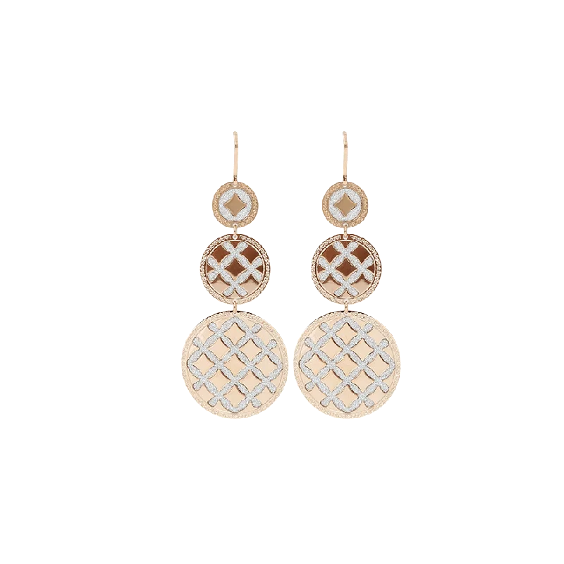 Drop Earrings with Embossed Patterns -Three Circle Drop Earrings