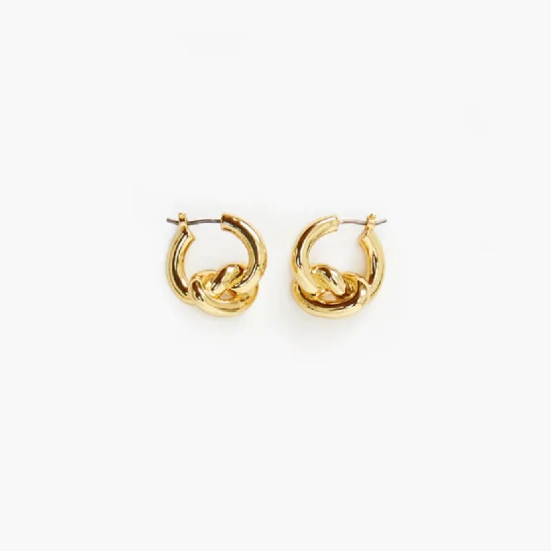 Floral Drop Earrings with Petals -Le Knot Hoop Earrings (Gold)