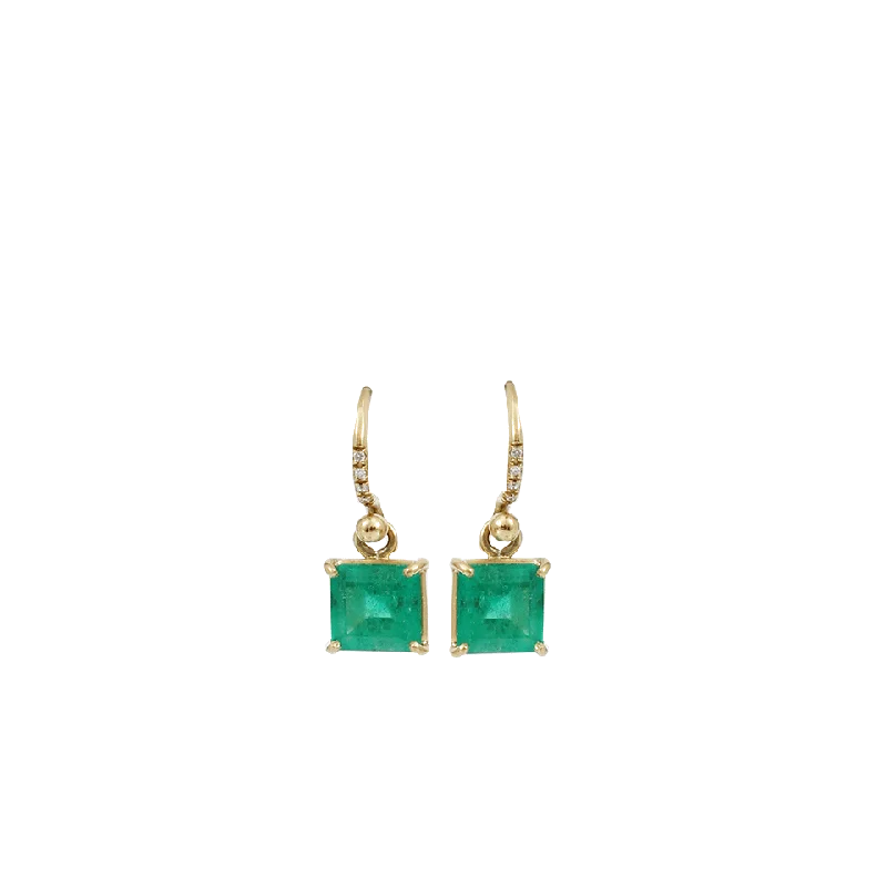 Drop Earrings for Travel Look -Emerald And Diamond Drop Earrings